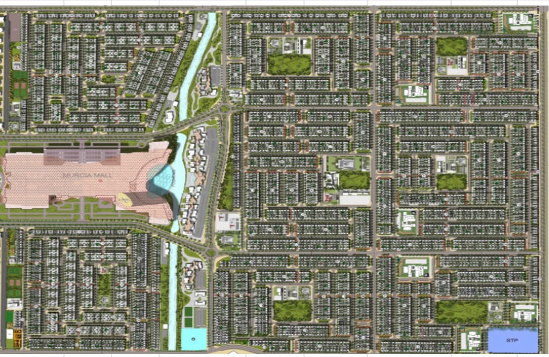 Murcia Compound masterplan aerial with Murcia Mall